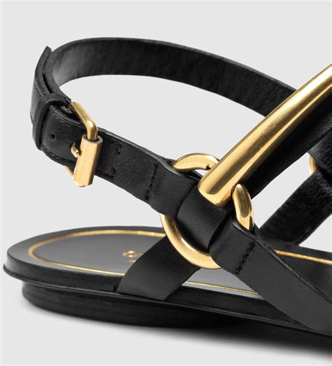 gucci thong sandals black leather